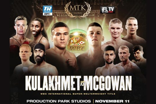 Tursynbay Kulakhmet meets Macaulay McGowan on the latest MTK Fight Night in Wakefield on Wednesday
