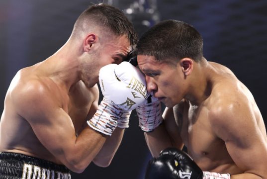 A video replay determined a no contest after a wait of over 25 minutes Photo Credit: Please credit Mikey Williams/Top Rank via Getty Images