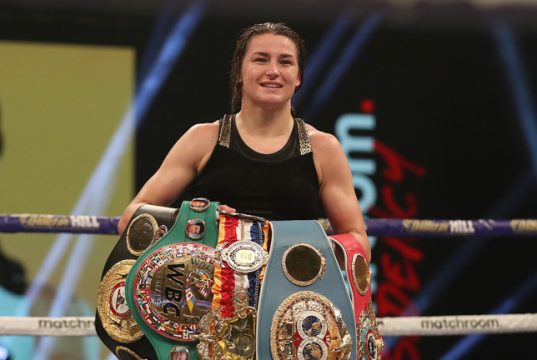 Katie Taylor defended her undisputed lightweight crown with a dominant unanimous decision win over Miriam Gutierrez on Saturday Photo Credit: Mark Robinson/Matchroom Boxing