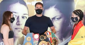 Katie Taylor weighed in for her undisputed lightweight title showdown against Miriam Gutierrez Photo Credit: Mark Robinson/Matchroom Boxing