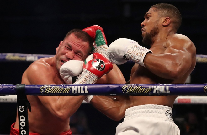 Joshua's uppercut proved a crucial weapon as he pounded Pulev Photo Credit: Mark Robinson/Matchroom Boxing