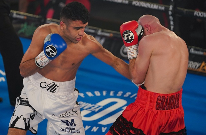 Muhammad Ali secured his second professional victory Photo Credit: Round 'N' Bout Media/Queensberry Promotions