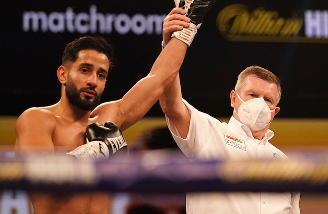 Qais Ashfaq returned to winning ways with a fourth round stoppage over Ashley Lane Photo Credit: Dave Thompson/Matchroom Boxing