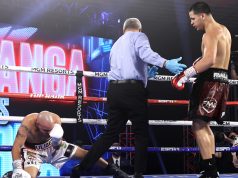 Edgar Berlanga claimed a 16th straight first round knockout Photo Credit: Mikey Williams/Top Rank via Getty Images