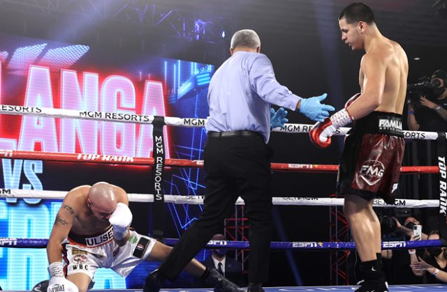 Edgar Berlanga claimed a 16th straight first round knockout Photo Credit: Mikey Williams/Top Rank via Getty Images