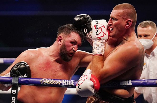 Hughie Fury saw off Mariusz Wach despite suffering a gruesome cut early on Photo Credit: Dave Thompson/Matchroom Boxing