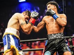 David Morrell Jr defended his WBA Interim Super Middleweight title with a dominant third round win over Mike Gavronski in Los Angeles on Saturday Photo Credit: Sean M Ham/TGB Promotions