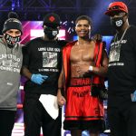 Stevenson celebrates with his team after closing out Top Rank’s 2020 schedule Photo Credit: Mikey Williams/Top Rank via Getty Images