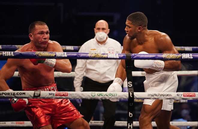 Joshua stopped IBF mandatory challenger Kubrat Pulev in December Photo Credit: Dave Thompson/Matchroom Boxing