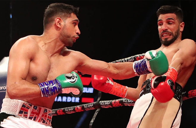 Khan stopped Billy Dib in his last fight in Saudi Arabia in July 2019 Photo Credit: Dave Pinegar/Maynard Comms