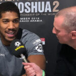 Catterall interviewing unified Heavyweight world champion, Anthony Joshua for talkSPORT Photo Credit: Instagram @adamcatterall