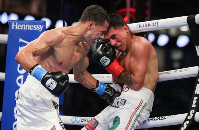 McWilliams Arroyo stopped Abraham Rodriguez to become WBC Interim Flyweight champion Photo Credit: Ed Mulholland/Matchroom