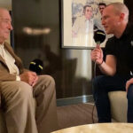 Catterall interviewing Hall of Fame promoter, Bob Arum Photo Credit: Instagram @adamcatterall