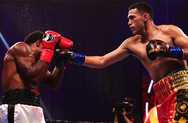 Benavidez secured a tenth round stoppage over Angulo to remain unbeaten Photo Credit: Amanda Westcott/SHOWTIME