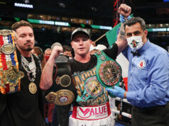 Canelo Alvarez comfortably retained his Super Middleweight world titles with a third round stoppage of Avni Yildirim in Miami on Saturday Photo Credit: Ed Mulholland/Matchroom