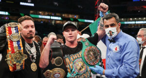 Canelo Alvarez comfortably retained his Super Middleweight world titles with a third round stoppage of Avni Yildirim in Miami on Saturday Photo Credit: Ed Mulholland/Matchroom