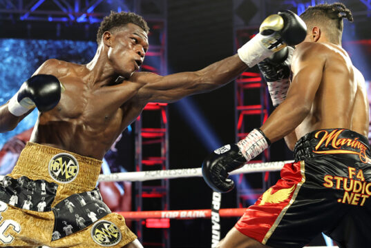 Richard Commey returned after over a year out to stop Jackson Marinez in Las Vegas Photo Credit: Mikey Williams/Top Rank via Getty Images