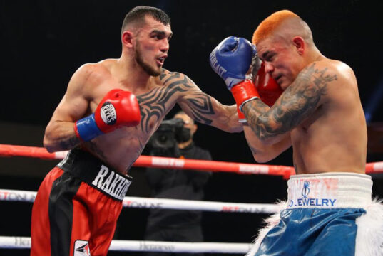 Jo Jo Diaz and Shavkat Rakhimov were held to a majority draw as the IBF Super Featherweight title remained vacant Photo Credit: Tom Hogan-HoganPhotos/Golden Boy Promotions