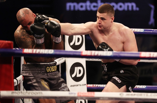 Fisher overpowered Matt Gordon to make a winning start to his professional career Photo Credit: Mark Robinson/Matchroom Boxing