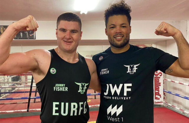 Johnny Fisher sparring with managerial stablemate, Joe Joyce ahead of his debut Photo Credit: S-JAM Boxing