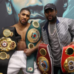 Anthony Joshua and Floyd Mayweather Jr in the dressing room after the former’s win over Kubrat Pulev Photo Credit: Mark Robinson/Matchroom Boxing