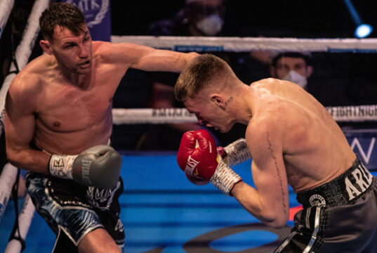 Gavin Gwynne scored a seventh round stoppage over Sean McComb to become Commonwealth Lightweight champion on Friday Photo Credit: Scott Rawsthorne / MTK Global