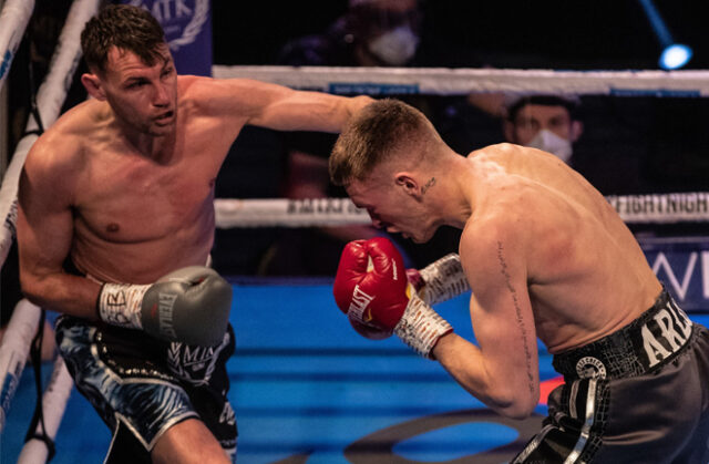 Gavin Gwynne scored a seventh round stoppage over Sean McComb to become Commonwealth Lightweight champion on Friday Photo Credit: Scott Rawsthorne / MTK Global