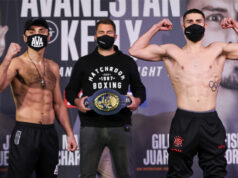 Josh Kelly and David Avanesyan made weight ahead of their European Welterweight title clash on Saturday night Photo Credit: Mark Robinson/Matchroom Boxing