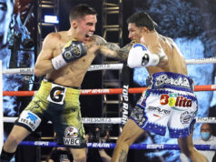 Oscar Valdez landed a knockout of the year contender against Miguel Berchelt to become WBC Super Featherweight world champion Photo Credit: Mikey Williams/Top Rank via Getty Images