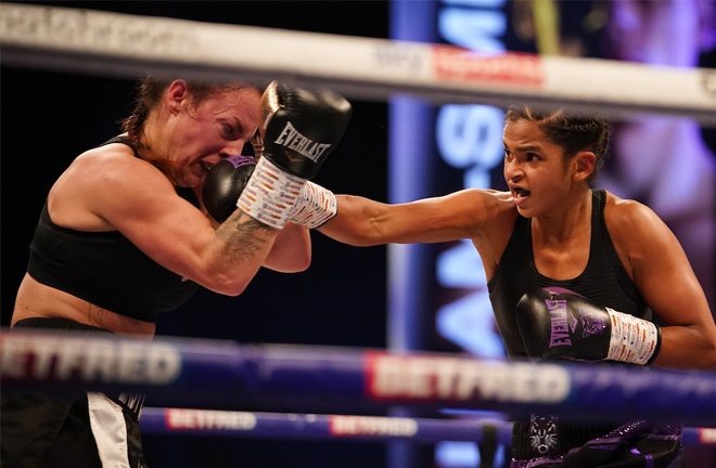 Ramla Ali dominated her clash with Bec Connolly Photo Credit: Dave Thompson/Matchroom Boxing