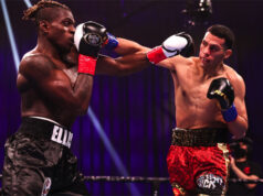 David Benavidez stayed on course for another world title opportunity with an 11th round stoppage of Ronald Ellis on Saturday Photo Credit: Amanda Westcott/SHOWTIME