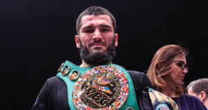 Artur Beterbiev retained his WBC and IBF Light Heavyweight titles with a tenth round stoppage of Adam Deines in Moscow Photo Credit: Top Rank