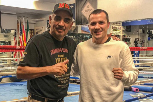 Andreas Katzourakis alongside trainer Abel Sanchez Photo Credit: Team Katzourakis