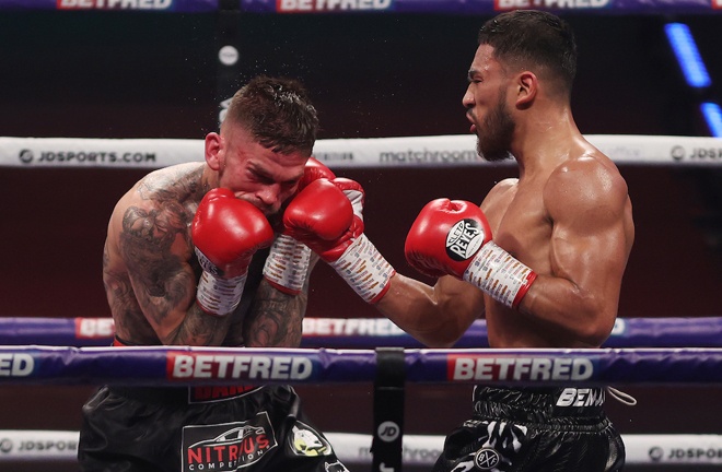 Youssef Khoumari was too strong for Kane Baker in the night's opener Photo Credit: Mark Robinson/Matchroom Boxing