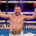 Maxi Hughes was left elated after claiming the British Lightweight title Photo Credit: Scott Rawsthorne/MTK Global