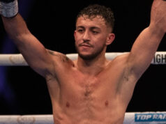 Michael McKinson clashes with Chris Kongon in a highly-anticipated domestic clash on Saturday night Photo Credit: Scott Rawsthorne/MTK Global