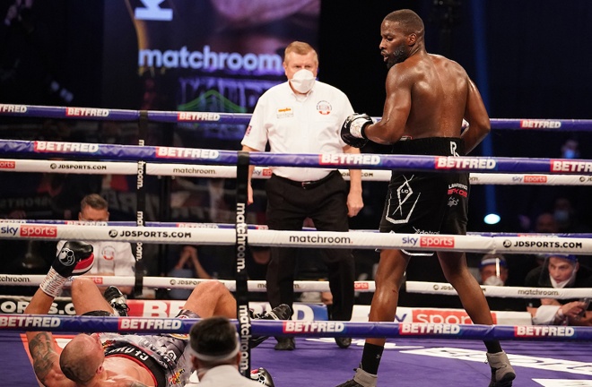 Okolie dropped Glowacki in the sixth and the former champion failed to beat the count Photo Credit: Dave Thompson/Matchroom Boxing