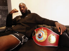 Lawrence Okolie became WBO cruiserweight world champion with a sixth round stoppage of Krzysztof Glowacki on Saturday Photo Credit: Mark Robinson/Matchroom Boxing