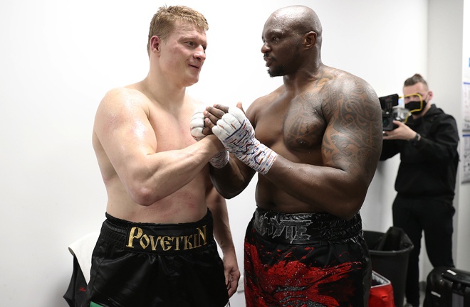 Povetkin and Whyte embraced following their battle Photo Credit: Mark Robinson/Matchroom Boxing