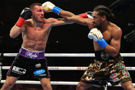 Demetrius Andrade overcame mandatory challenger Liam Williams to retain his WBO Middleweight title in Miami on Saturday Photo Credit: Ed Mulholland/Matchroom