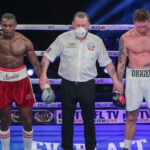 Azeez celebrates after a frantic battle with Summers Photo Credit: Scott Rawsthorne/MTK Global