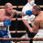 Ricards Bolotniks stopped Serge Michel in the final round to win the Golden Contract last December Photo Credit: Scott Rawsthorne/MTK Global