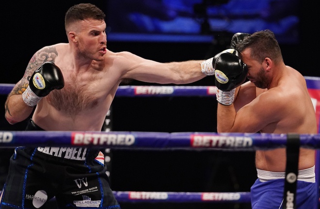 Heavyweight Nick Campbell made a winning start overpowering Petr Frohlich Photo Credit: Dave Thompson/Matchroom Boxing