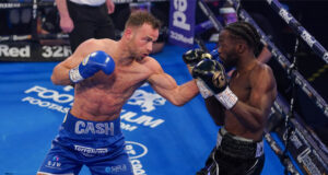 Felix Cash added the British Middleweight title to his Commonwealth crown with a destructive third round stoppage of Denzel Bentley at York Hall Photo Credit: Round 'N' Bout Media/Queensberry Promotions