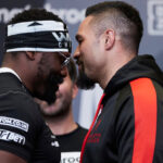 Chisora and Parker came face-to-face at Thursday’s press conference Photo Credit: Mark Robinson/Matchroom Boxing