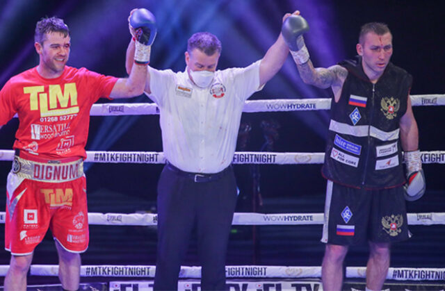 Danny Dignum and Andrey Sirotkin were held to a split decision draw in Bolton on Saturday Photo Credit: Scott Rawsthorne/MTK Global