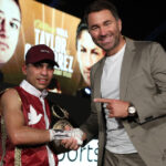 Farooq alongside promoter Eddie Hearn Photo Credit: Mark Robinson/Matchroom Boxing