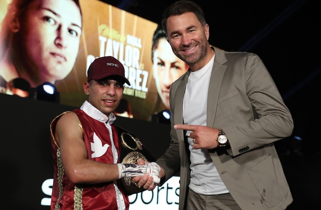 Farooq alongside promoter Eddie Hearn Photo Credit: Mark Robinson/Matchroom Boxing