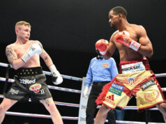 Jamel Herring retained his WBO Super Featherweight title with a sixth round stoppage of Carl Frampton in Dubai Photo Credit: D4G Promotions