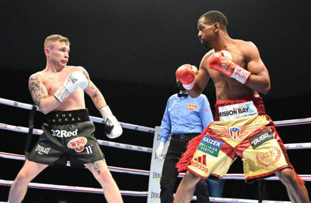 Jamel Herring retained his WBO Super Featherweight title with a sixth round stoppage of Carl Frampton in Dubai Photo Credit: D4G Promotions